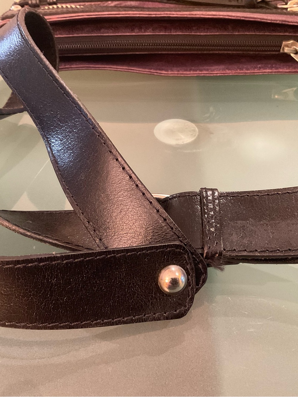 TANO POLISHED PURPLE LEATHER CROSSBODY WITH BLACK TRIM JOINTED CROSSBODY STRAP - Picture 5 of 15
